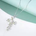 wholesale 925 Sterling Silver Cross Pendant With Green Leaves And Opal Center-0-2