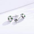 wholesale 925 Sterling Silver Soccer Ball Stud Earrings with Green Stones - Sports s for Women and Men-0-2