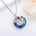 wholesale 925 Sterling Silver Blue Crystal Piano Girl Pendant Necklace for Women-0-1