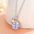 wholesale 925 Sterling Silver Cat Mom Baby Sleeping With Yellow Crystal Pendant Necklace-0-47