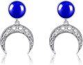 wholesale 925 Sterling Silver Blue Lapis Lazuli and Red Agate Celtic Knot Moon Drop Earrings for Women - Boho s-0-0