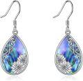 wholesale 925 Sterling Silver Abalone Shell Flower Drop Earrings Vintage s for Women-0-0