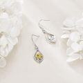 wholesale 925 Sterling Silver Teardrop Sunflower Dangle Earrings with Lever Back Closure-0-4