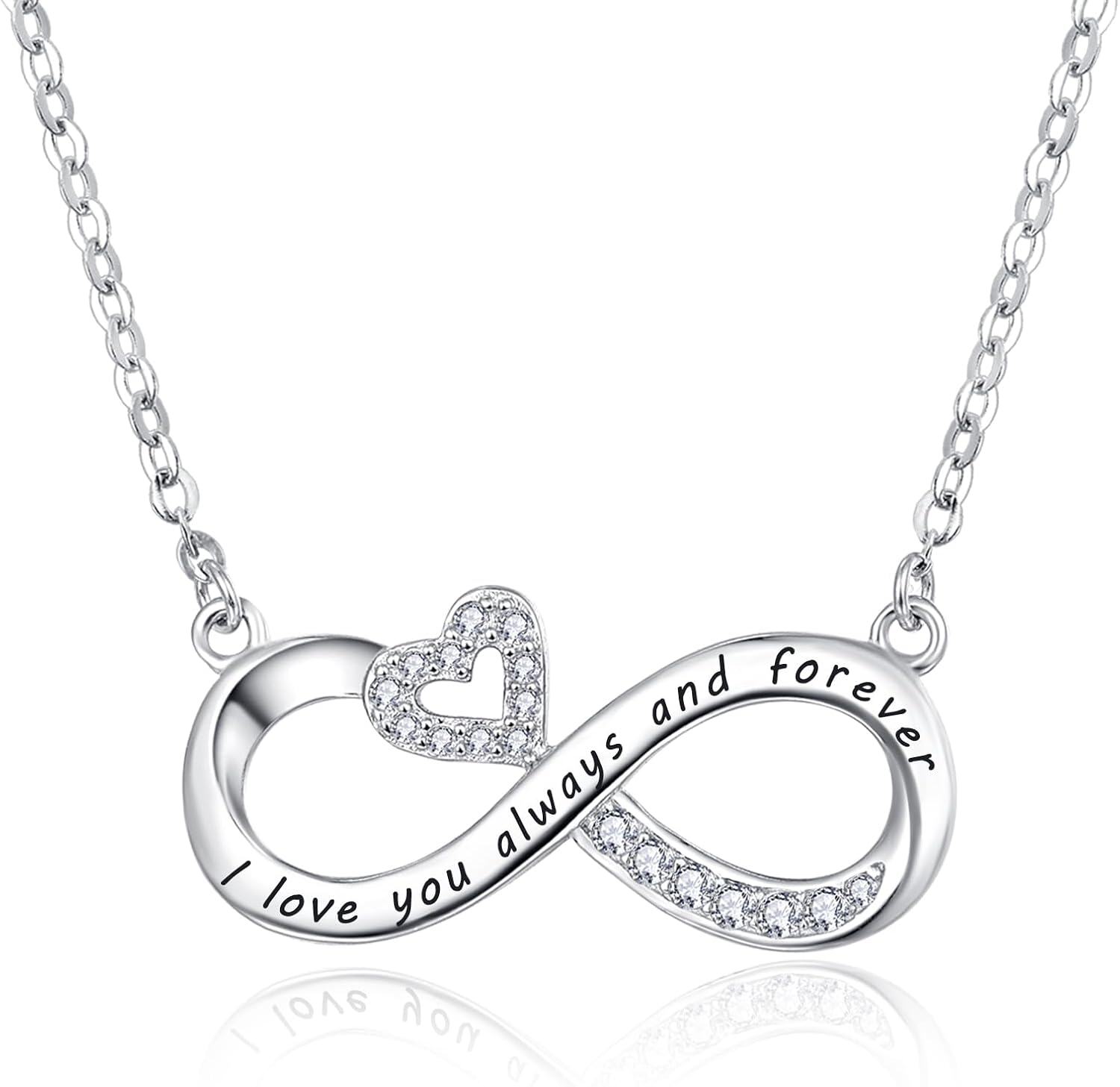  Sterling Silver Best Friend Mother Couple Necklace for Women Sisters Mom Lovers Gift -For Lovers-Silver