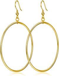 wholesale Gold Sterling Silver Rose Gold Plated Large Hoop Drop Earrings 40 mm-40mm gold