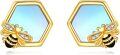 wholesale 925 Sterling Silver Hexagon Bee Stud Earrings with Crystal Accents - Honeycomb Design Gift for Her-0-0