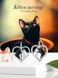 wholesale 925 Sterling Silver Heart-Shaped Cats Stud Earrings with Love Design-0-5