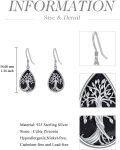 wholesale 925 Sterling Silver Black Goldstone Teardrop Tree Of Life Drop Earrings Irish  for Women Girls-0-3