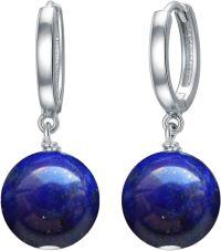 wholesale 925 Sterling Silver Agate Beaded Dangle Earrings for Women-Deep purple