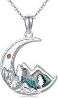 wholesale 925 Sterling Silver Moon Mountain Turquoise & Mustard Seed Pendant Necklace for Women-0-0