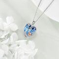wholesale 925 Sterling Silver Blue Crystal Tree of Life Cat Swing Charm Pendant Necklace for Women-0-3