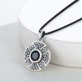 wholesale 925 Sterling Silver Black Onyx Celtic Knot Viking Pendant Necklaces for Men & Women Gifts-0-1