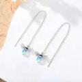 wholesale 925 Sterling Silver Teardrop Moonstone Bee Threader Earrings for Women-0-1