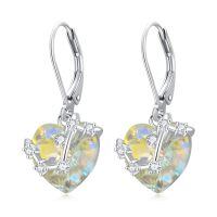 wholesale 925 Sterling Silver Birthstone 12 Constellations Heart Dangle Earrings-04-Apr-Aries(3.21-4.19)