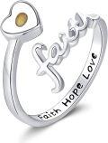 wholesale 925 Sterling Silver Mustard Seed Faith Ring with Heart Charm - Adjustable Size 7-9, Religious Jewelry Gift for Women, Hypoallergenic-0-0