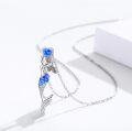 wholesale 925 Sterling Silver Blue CZ Heart Mermaid Pendant Necklaces for Women Beach Gifts-0-1