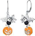 wholesale 925 Sterling Silver Bat & Pumpkin Halloween Drop Earrings Gift for Her-0-0