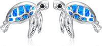 wholesale 925 Sterling Silver Blue Opal Turtle Stud Earrings for Women Daughter Gifts-Blue Opal