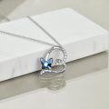 wholesale 925 Sterling Silver Nana I Love You Forever Blue Butterfly Crystal Heart Pendant Necklace-0-4