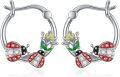 wholesale 925 Sterling Silver Red Ladybug Flower Huggies Earings  for Her-0-0