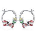 wholesale 925 Sterling Silver Red Ladybug Flower Huggies Earings  for Her-0-0