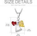 wholesale Sterling Silver Crystal Guardian Angel Necklace Women s Birthday Jewelry Gift-0-3