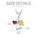 wholesale 925 Sterling Silver Red Heart & Gold Wings Guardian Angel Pendant Necklace for Women's Birthdays Gifts-0-3