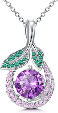 wholesale  925 Sterling Silver & Zircon Pear-Cut Pendant Necklace, Platinum-Plated Elegant Durable Jewelry Gift for Women-style5