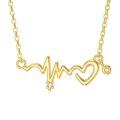 TOUPOP 14K Gold CZ Heartbeat Nurse Necklace, 16+2 Inch-0-0