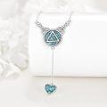 wholesale 925 Sterling Silver & Turquoise Stone Celtic Knot Heart Pendant Necklace for Women-0-3