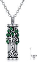 wholesale 925 Sterling Silver Green Jade Tree of Life Cremation Pendant Keepsake Necklace-0-0