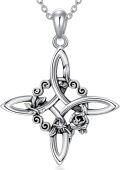wholesale 925 Sterling Silver Celtic Knot Rose Flower Pendant Necklaces Lucky s for Women-0-0