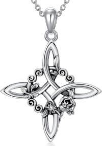 wholesale 925 Sterling Silver Celtic Knot Rose Flower Pendant Necklaces Lucky s for Women-Style A