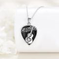 wholesale 925 Sterling Silver Heart-Shaped Music Note & Treble Clef Guitar Pick Necklace for Women and Girls-0-1
