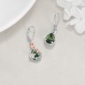 wholesale 925 Sterling Silver Butterfly Drop Earrings w/Moonstone & Green Stone-0-3