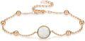 wholesale 925 Sterling Silver White Round Opal Beaded Chain Bracelet for Women s-0-0