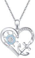 wholesale 925 Sterling Silver Heart Anchor & Ship Wheel Pendant Necklace - Nautical s for Women-0-0