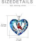 wholesale TOUPOP Christmas Gifts Red Cardinal Pendant Necklace S925 Sterling Silver Crystal Cardinal Jewelry Bird Memorial Tree Pendant Jewelry Gift For Women -0-5
