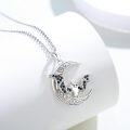 wholesale 925 Sterling Silver Black Crystal Bat & Crescent Moon Pendant Necklace Gothic Halloween Jewelry-0-2