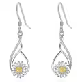 wholesale 925 Sterling Silver AAA Cubic Zirconia Daisy Dangle Drop Earrings for Women, Gift for Her-0-0
