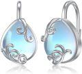 wholesale 925 Sterling Silver Blue Moonstone Teardrop Leverback Earrings for Sensitive Ears-0-0