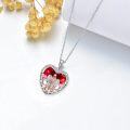 wholesale 925 Sterling Silver Heart-Shaped Red Crystal Angel Pendant Necklace Gift for Sisters and Moms-0-6