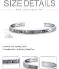 wholesale Sterling Silver Poiuy Inspirational Strength Mantra Cuff Bracelet Set-0-29