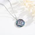 wholesale 925 Sterling Silver Round Celtic Knot Pendant with Abalone Shell and Turquoise Stone Necklace-0-3