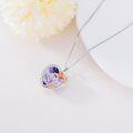 wholesale 925 Sterling Silver Purple Crystal Rose Heart Pendant Necklace Gift for Her (Mom/Grandma/Wife/Daughter)-0-4
