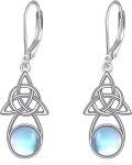 wholesale 925 Sterling Silver Celtic Knot Moonstone Leverback Drop Earrings-0-0