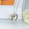 wholesale 925 Sterling Silver Heart Necklace with Gold and Black Enamel Giraffe Pendant-0-1