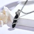 wholesale 925 Sterling Silver Snake Necklace with Black Crystal Column Pendant and Amethyst Malachite Gemstones for Women Men -0-4