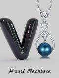 wholesale Black Pearl Infinity Necklace Sterling Silver Black Freshwater Peartl A-z Initial Pendant Necklace Infinity Letter Jewelry Christmas Birthday Gifts For Women Her Mom -0-1