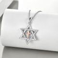 wholesale 925 Sterling Silver Cross & Star of David Pendant Necklace for Women Men Judaica Gifts with 4mm Cable Chain (Length: 36)-0-1